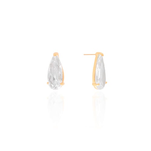 Brinco Gota Cristal 2.3 cm Banhado a Ouro 18K