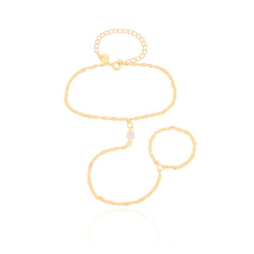 Pulseira Hand Chain Singapura 2 mm Banhado a Ouro 18K