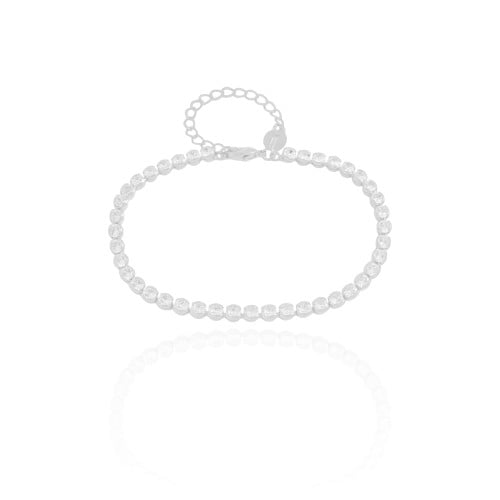 Pulseira Riviera Cravação Inglesa Cristal 3 mm Ródio Branco