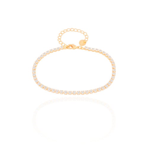 Pulseira Riviera Cristal 2.5 mm Banhado a Ouro 18K