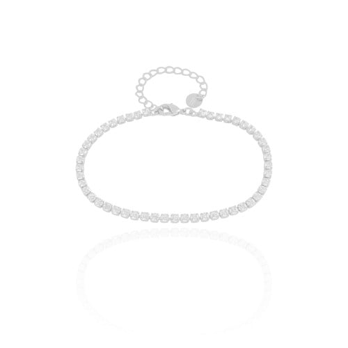 Pulseira Riviera Cristal 2.5 mm Ródio Branco