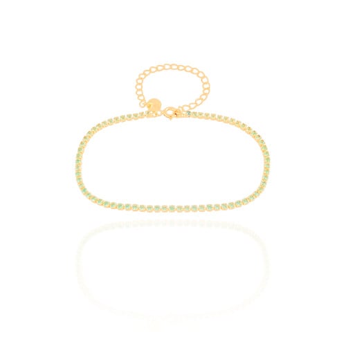 Pulseira Riviera Turmalina 2 mm Banhado a Ouro 18K