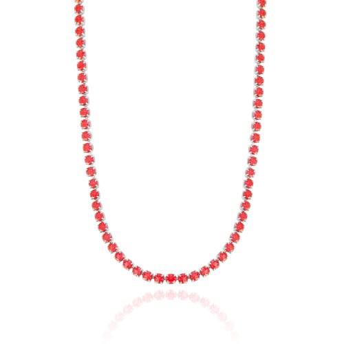 Choker Riviera Fuchsia 3 mm Ródio Branco