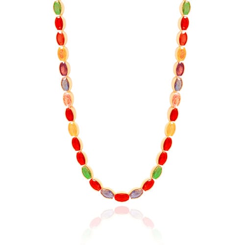 Choker Ovais Coloridos 4 mm Banhado a Ouro 18K