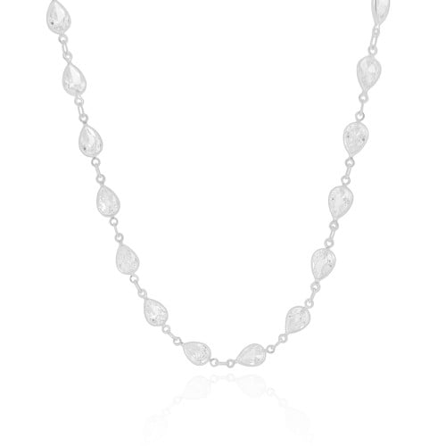 Choker Gotas Cristais 5 mm Ródio Branco