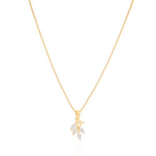 Gargantilha Veneziana Folha Navetes Cristal Banhado a Ouro 18K - 45 cm