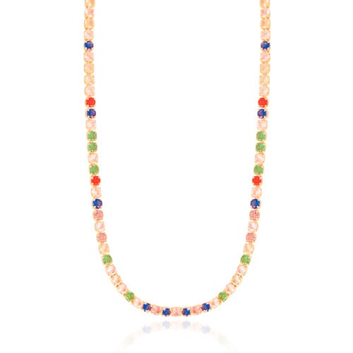 Gargantilha Riviera Colorida 3 mm Banhado a Ouro 18K - 45 cm