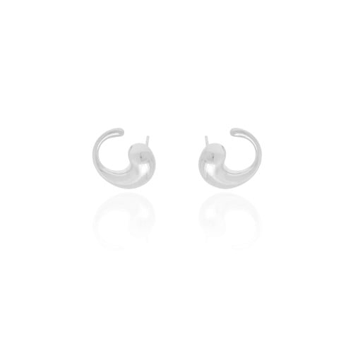 Ear Cuff Gota Lisa 1.7 cm Ródio Branco