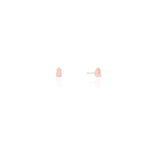 Brinco Ponto de Luz Gota Safira Rosa 5 mm Ródio Branco