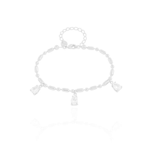 Pulseira Gomos Gotas Cristal Ródio Branco