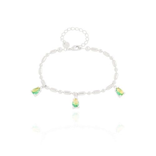 Pulseira Gomos Gotas Turmalina Ródio Branco