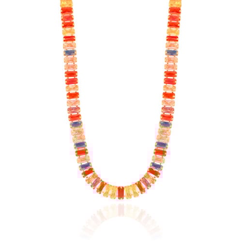 Choker Baguetes Coloridas Banhado a Ouro 18K