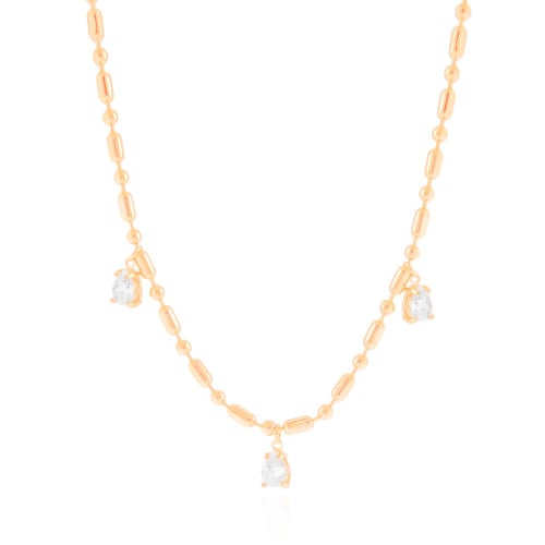 Gargantilha Gomos Gotas Cristal Banhado a Ouro 18K - 40 cm