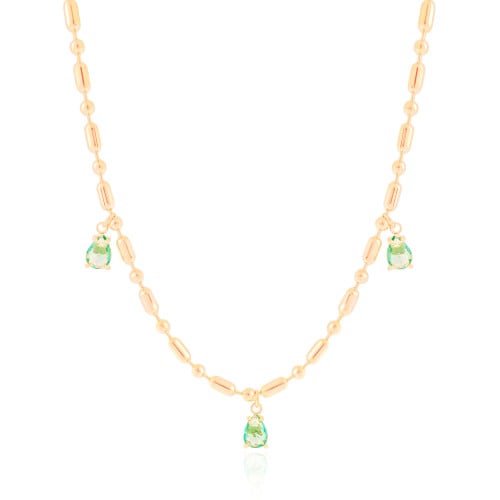 Gargantilha Gomos Gotas Turmalina Banhado a Ouro 18K - 40 cm
