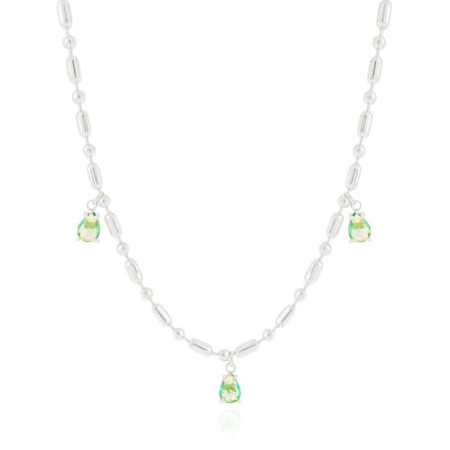 Gargantilha Gomos Gotas Turmalina Ródio Branco - 40 cm