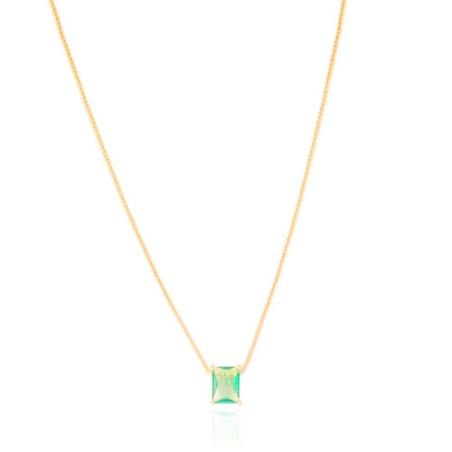 Gargantilha Pingente Retangular Turmalina Banhado a Ouro 18K - 45 cm