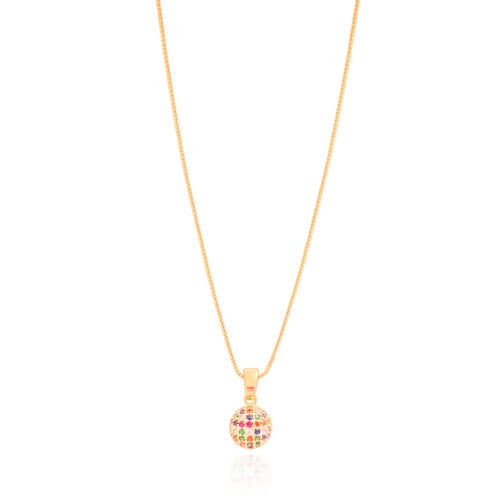 Gargantilha Veneziana Pingente Redondo Colorido Banhado a Ouro 18K - 45 cm