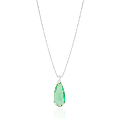 Gargantilha Longa Gota Turmalina 2.6 cm Ródio Branco - 60 cm