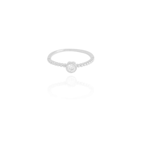 Anel Bolinhas Ponto de Luz Cristal Tamanho 15 Ródio Branco