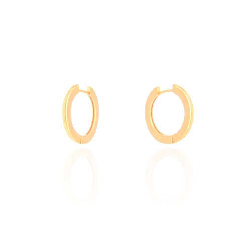 Brinco Argola Click Achatada Lisa 2.1 cm Banhado a Ouro 18K