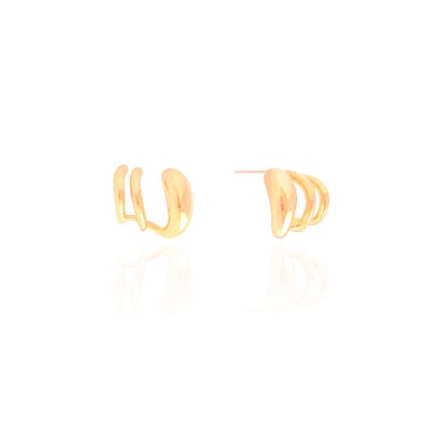 Ear Cuff Três Filetes Lisos 1.7 cm Banhado a Ouro 18K