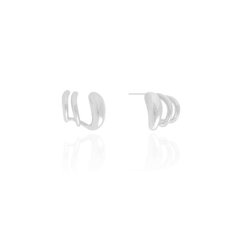 Ear Cuff Três Filetes Lisos 1.7 cm Ródio Branco