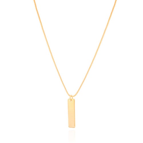 Gargantilha Veneziana Retângulo Liso Banhado a Ouro 18K - 45 cm