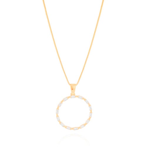 Gargantilha Veneziana Círculo Baguetes Cristal Banhado a Ouro 18K - 45 cm