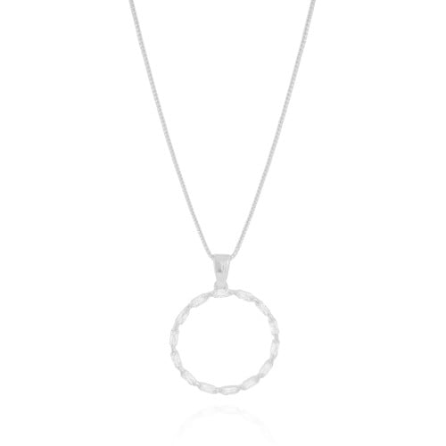 Gargantilha Veneziana Círculo Baguetes Cristal Ródio Branco - 45 cm