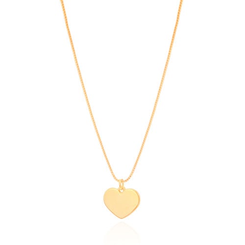 Gargantilha Veneziana Coração Liso 1.0 cm Banhado a Ouro 18K - 45 cm