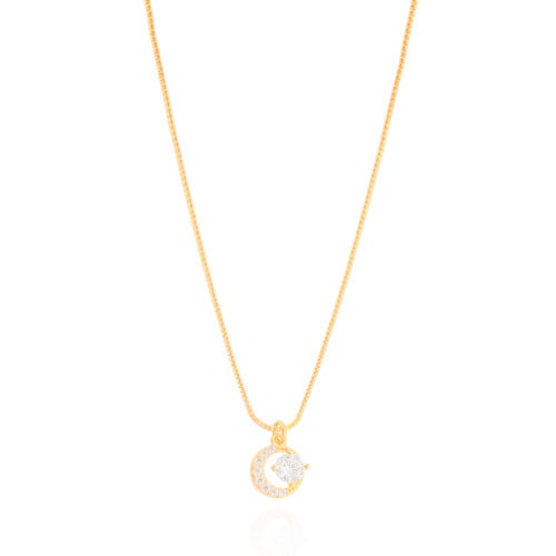 Gargantilha Redondo Ponto de Luz Cravejado Cristal Banhado a Ouro 18K - 45 cm