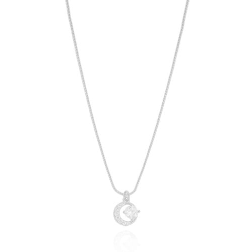 Gargantilha Redondo Ponto de Luz Cravejado Cristal Ródio Branco - 45 cm