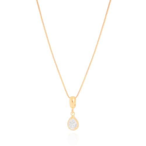 Gargantilha Veneziana Gota Cristal Detalhada Banhado a Ouro 18K - 45 cm