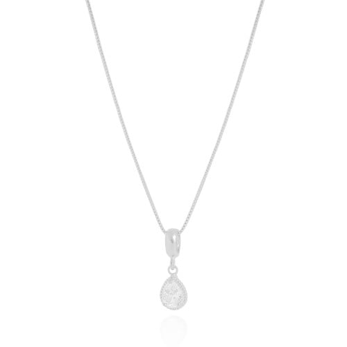 Gargantilha Veneziana Gota Cristal Detalhada Ródio Branco - 45 cm