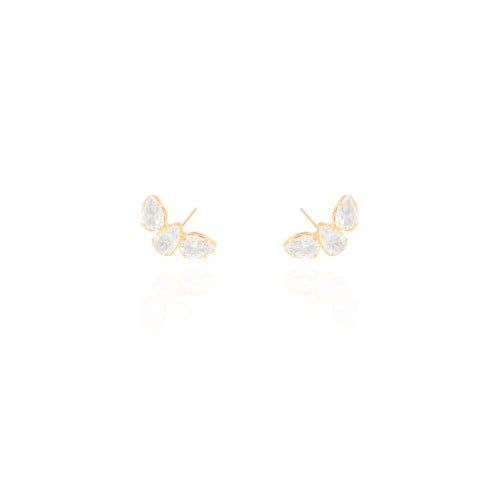 Ear Cuff Gotas Cristal 1.5 cm Banhado a Ouro 18K