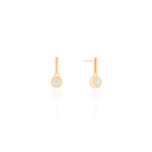 Brinco Palito Tubo Ponto de Luz Cristal Banhado a Ouro 18K