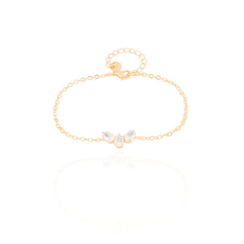 Pulseira Elos Gotas Cristais Banhado a Ouro 18K
