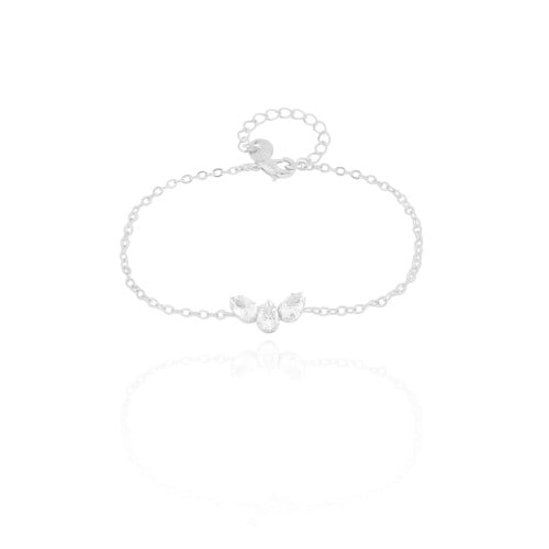Pulseira Elos Gotas Cristais Ródio Branco