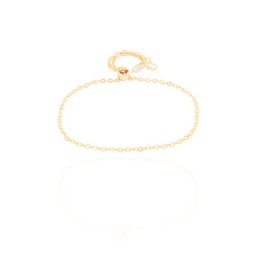 Pulseira Elos Corações Cristal Fecho Gravata Banhado a Ouro 18K