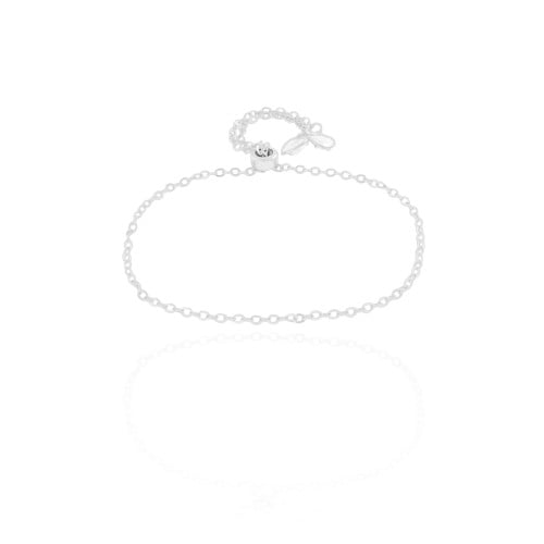 Pulseira Elos Corações Cristal Fecho Gravata Ródio Branco