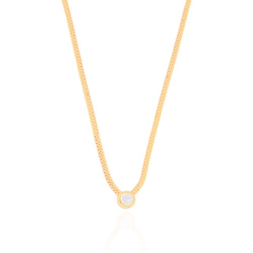 Choker Veneziana Dupla Ponto de Luz Cristal 7 mm Banhado a Ouro 18K