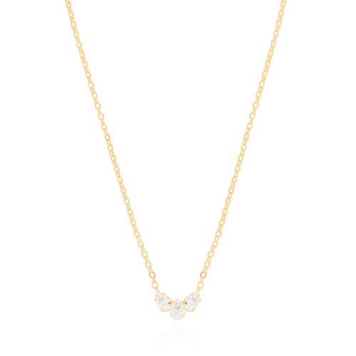Gargantilha Elos Pingente Gotas Cristal Banhado a Ouro 18K - 40 cm