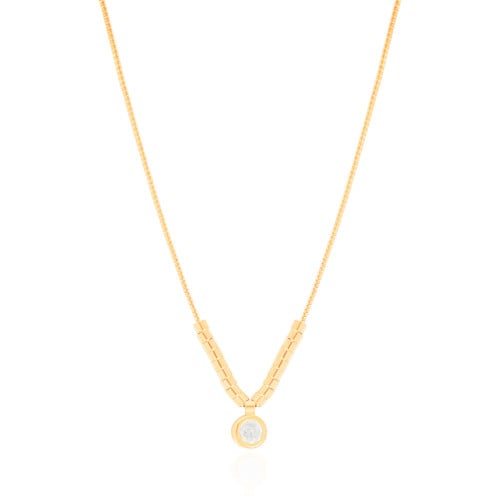 Gargantilha Veneziana Canutilhos Ponto de Luz Cristal Banhado a Ouro 18K - 40 cm