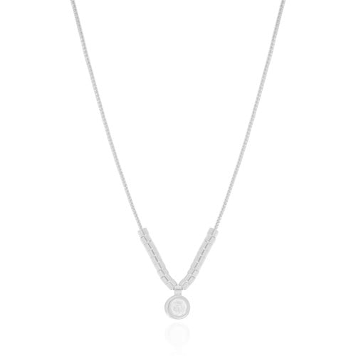 Gargantilha Veneziana Canutilhos Ponto de Luz Cristal Ródio Branco - 40 cm