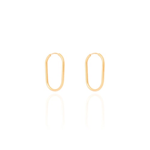 Brinco Argola Encaixe Fio Oval 2.2 cm Banhado a Ouro 18K