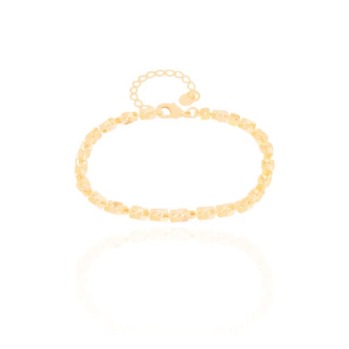 Pulseira Elos Quadrados 4 mm Banhado a Ouro 18K