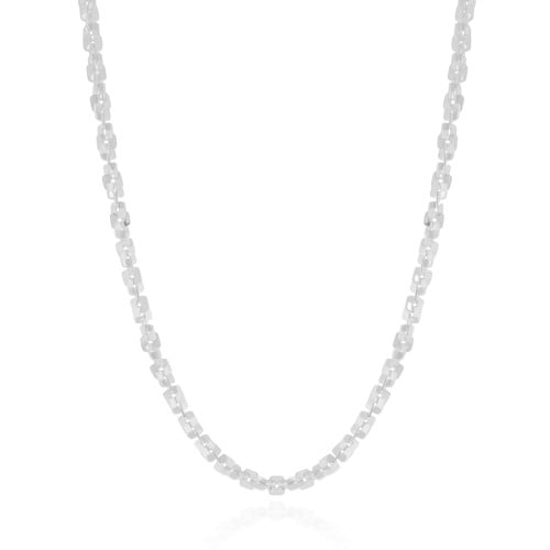 Gargantilha Elos Quadrados 4 mm Ródio Branco - 45 cm