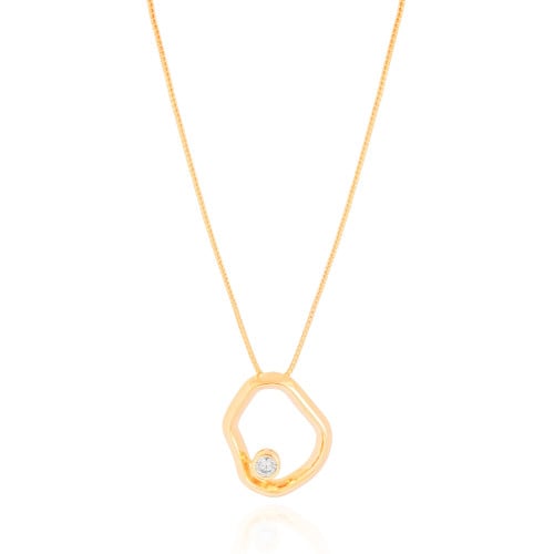 Gargantilha Veneziana Orgânico Vazado Ponto de Luz Cristal Banhado a Ouro 18K - 45 cm