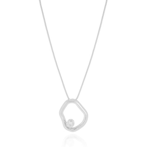 Gargantilha Veneziana Orgânico Vazado Ponto de Luz Cristal Ródio Branco - 45 cm