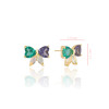 Brinco Laço Colorido Banhado a Ouro 18K